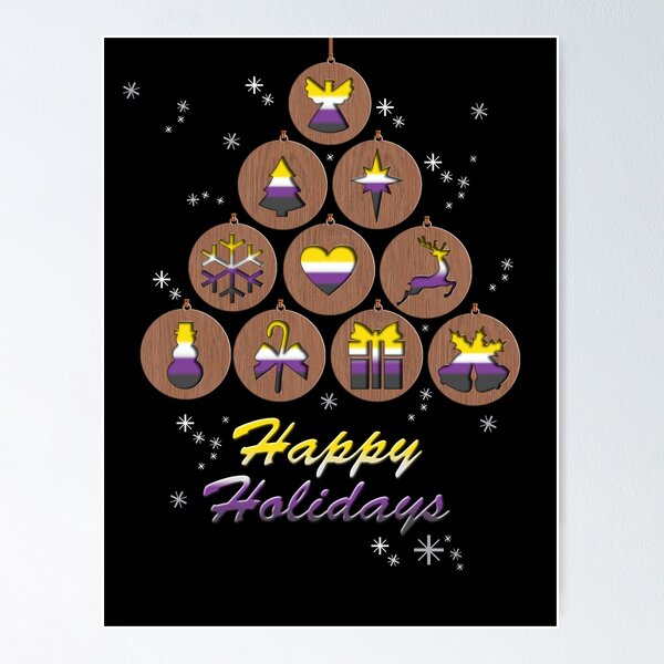 Item preview, LGBT Non Binary Pride Colors Happy Holidays designed and sold by TheirChoice.