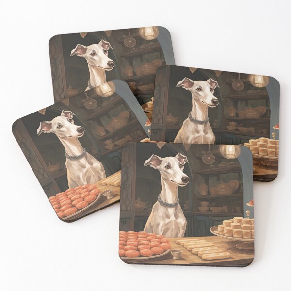 Item preview, cute whippet in a bakery in anime style designed and sold by WallyPink.