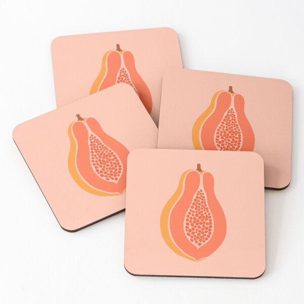 Item preview, Pink Sliced Papaya | Tropical Fruit Print designed and sold by BrightTide.