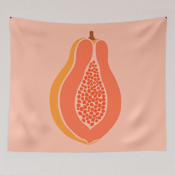Item preview, Pink Sliced Papaya | Tropical Fruit Print designed and sold by BrightTide.