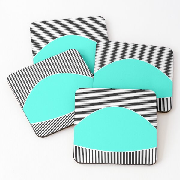 Item preview, sky blue neon pattern with striped black and white decoration designed and sold by fuzzyfox.