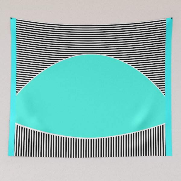 Item preview, sky blue neon pattern with striped black and white decoration designed and sold by fuzzyfox.