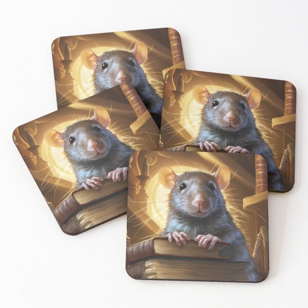 Item preview, cute rat with books, book rat designed and sold by WallyPink.