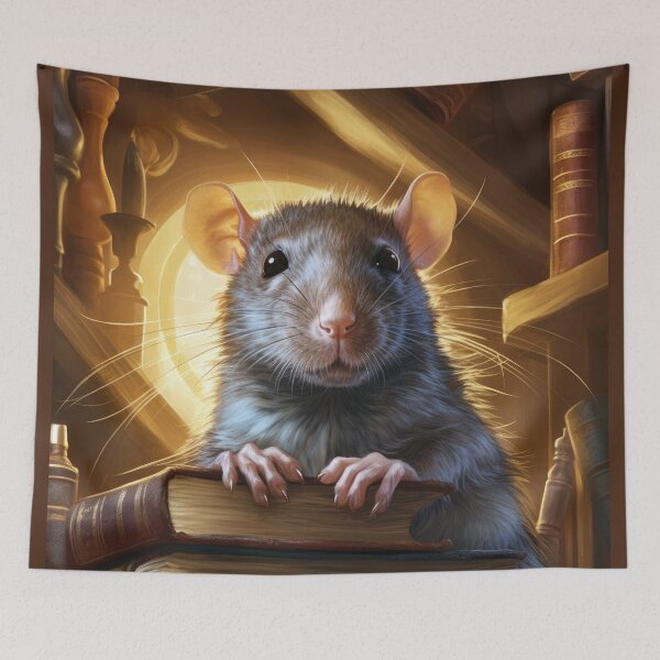 Item preview, cute rat with books, book rat designed and sold by WallyPink.