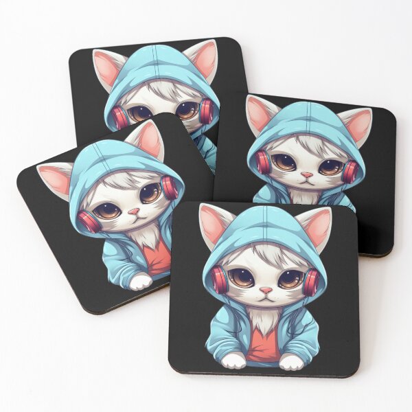 Item preview, Cat Wearing Headphones & Hoodie (Black) designed and sold by vasetti-press.