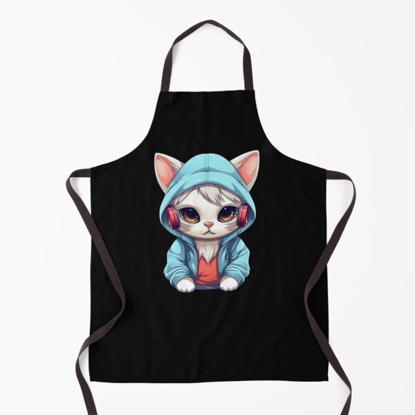 Item preview, Cat Wearing Headphones & Hoodie (Black) designed and sold by vasetti-press.