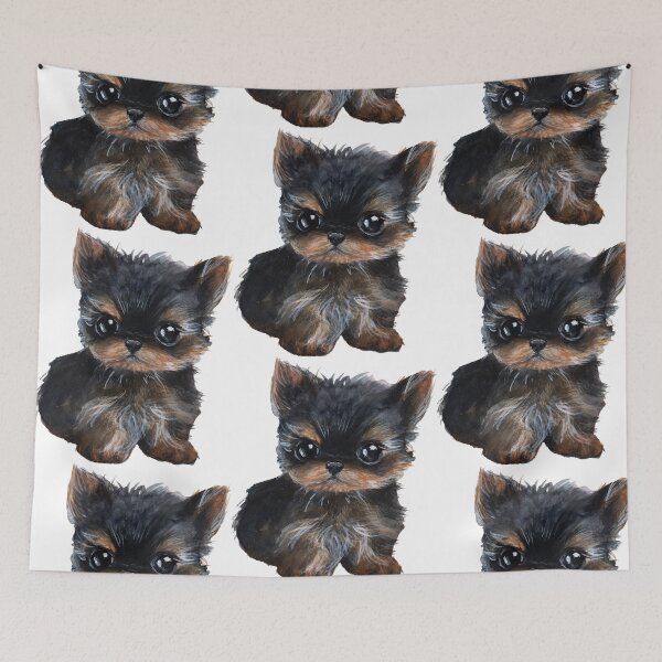 Item preview, Yorkshire Terrier puppy watercolour painting designed and sold by Funsize-Art.