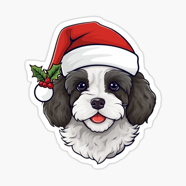 Item preview, Christmas Cavapoo Cavoodle -  Black and White designed and sold by wotsthis.