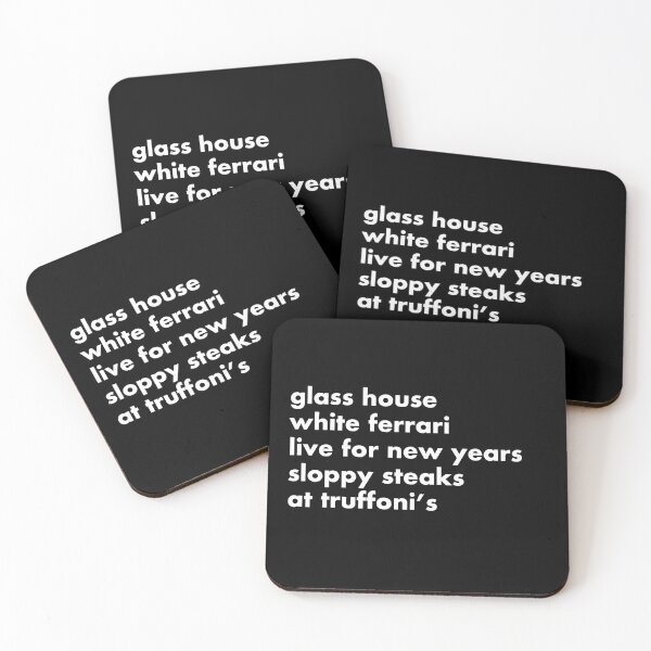 Item preview, Glass house, white Ferrari, live for new years, sloppy steaks at Truffoni's designed and sold by Primotees.