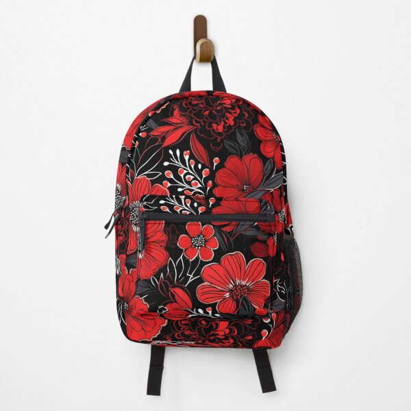 Item preview, Flowers Black and Red Pattern designed and sold by somruedee.