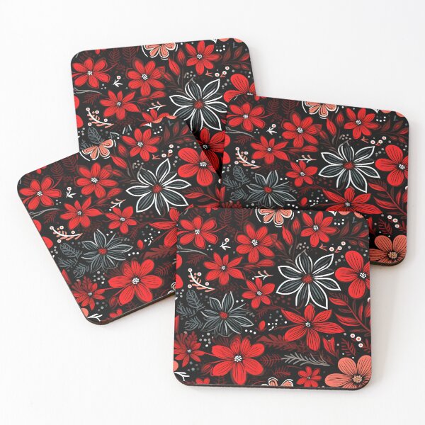Item preview, Patrón de flores negro y rojo v.2 designed and sold by somruedee.