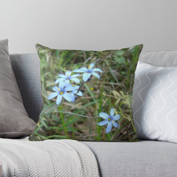 Blue-eyed Grass Throw Pillow