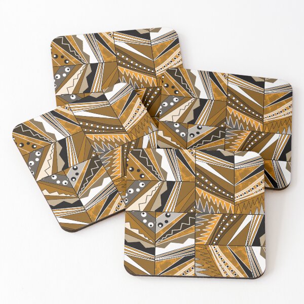 Item preview, Monochrome ethnic African pattern, brown background. Pechwork. designed and sold by marinaklykva.