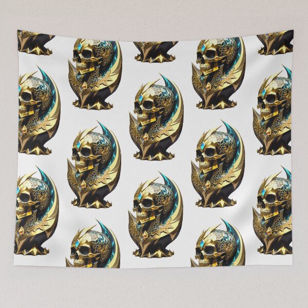 Item preview, Aquamarine and gold skull designed and sold by MadinaFatt.