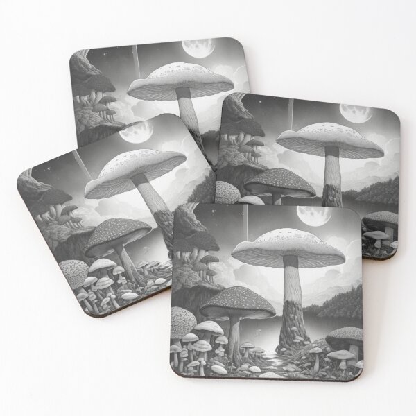 Item preview,  Nature Landscape Mushroom Black and White designed and sold by chigara.