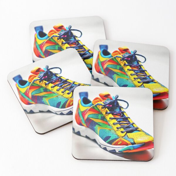Aperçu de l'œuvre Baskets futuristes multicolores et vibrantes créée et vendue par fotofeast.