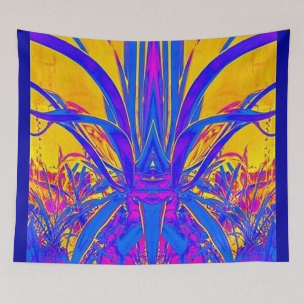 Item preview, ABSTRACTED BLUE & GOLD TROPICAL PLANT designed and sold by sharlesart.