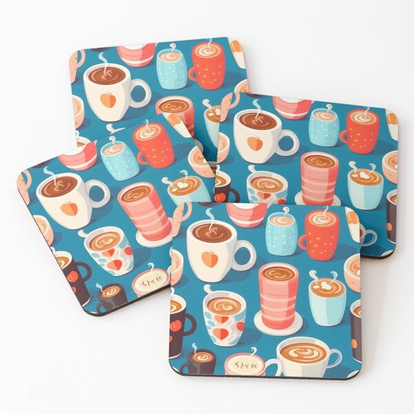 Item preview, Different types of coffee in cartoon style seamless pattern designed and sold by MiraCleAI.