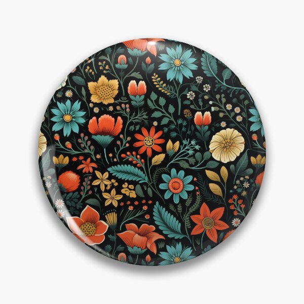Item preview, Flowers Black Background Pattern designed and sold by somruedee.