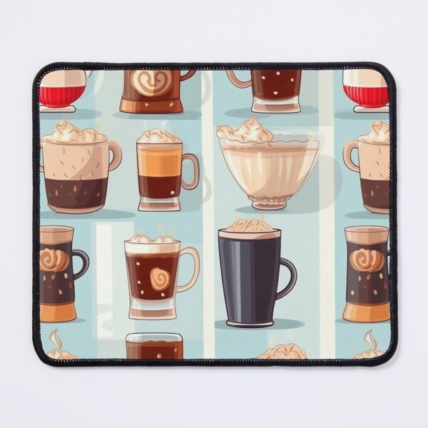 Item preview, Different types of coffee in cartoon style seamless pattern designed and sold by MiraCleAI.