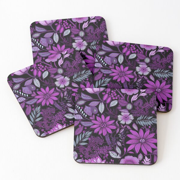 Item preview, Flowers Black and Purple Pattern designed and sold by somruedee.