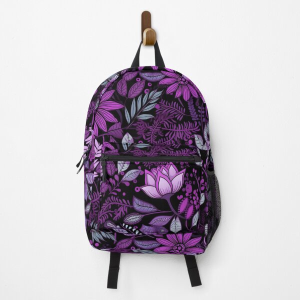 Item preview, Flowers Black and Purple Pattern designed and sold by somruedee.