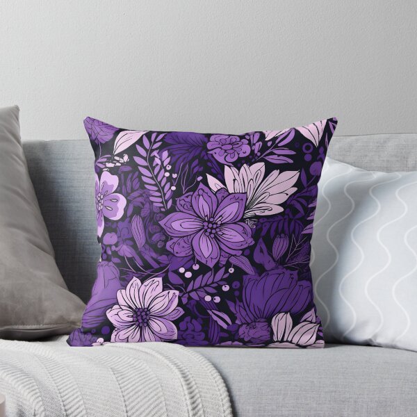 Item preview, Flowers Black and Purple Pattern designed and sold by somruedee.