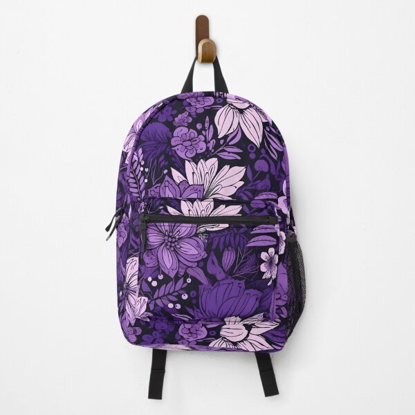 Item preview, Flowers Black and Purple Pattern designed and sold by somruedee.