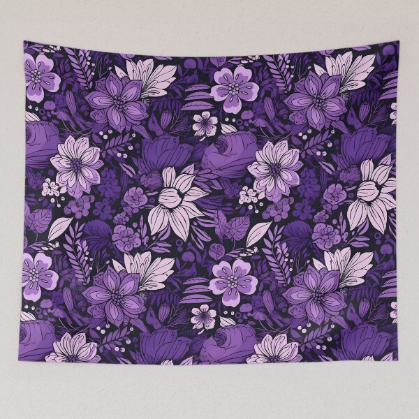 Item preview, Flowers Black and Purple Pattern designed and sold by somruedee.