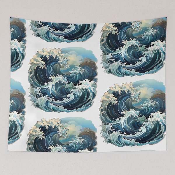 Item preview, Blue wave sticker designed and sold by MiraCleAI.