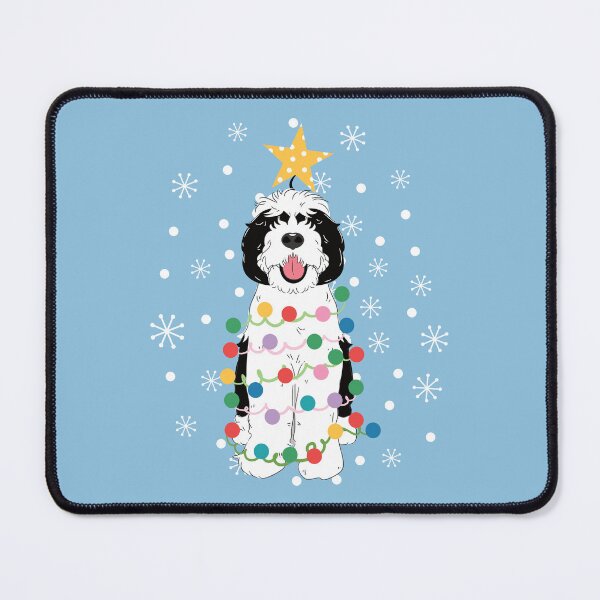 Item preview, Black White Sheepadoodle Christmas Tree 4 designed and sold by Lulupainting.