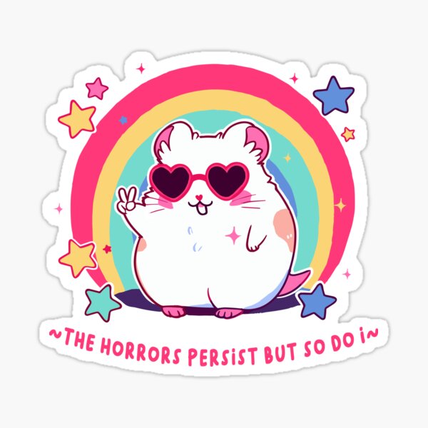 Vista previa del artículo con la obra «los horrores persisten meme hámster», diseñado y vendido por hunnydoll.