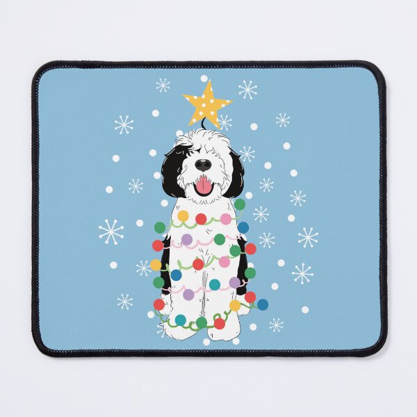 Item preview, Black White Sheepadoodle Christmas Tree 3 designed and sold by Lulupainting.