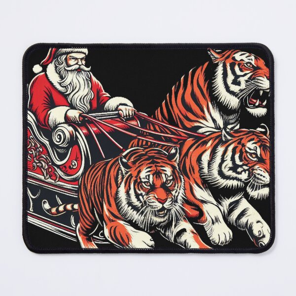 Item preview, tigers santa claus pulling sleigh designed and sold by LemuellTrends.