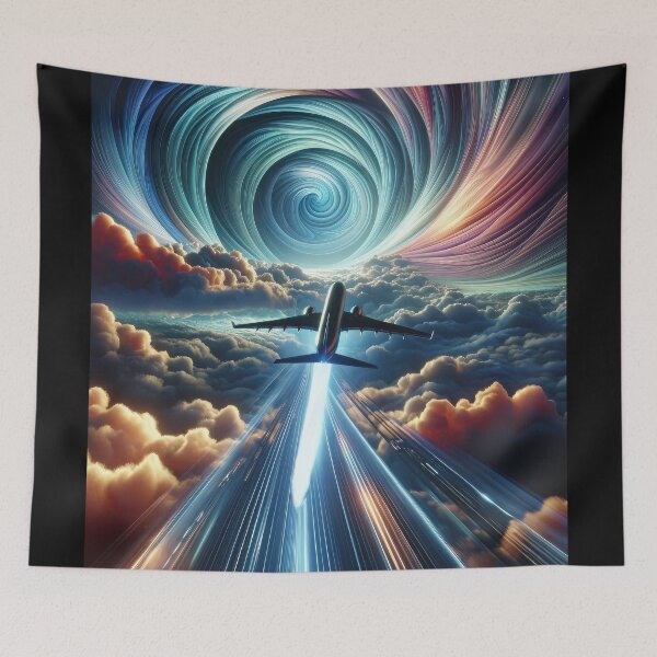 Item preview, Airplane Soaring Over Majestic Cloudscapes designed and sold by Newpixelland.