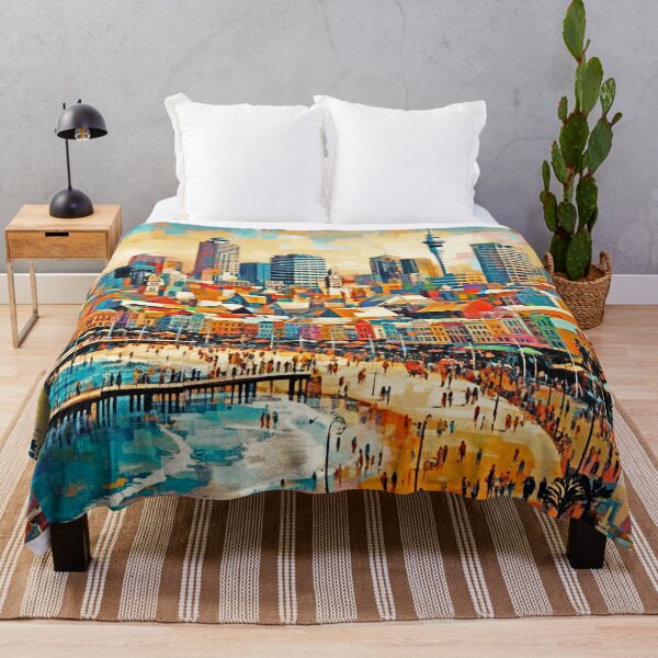 Item preview, Auckland New Zealand painted with people geometrical shapes and bold colors designed and sold by CristalleLisa.