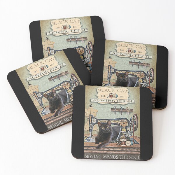 Item preview, Black cat sewing room sewing mends the soul - cat lover designed and sold by SameeraDammeyer.
