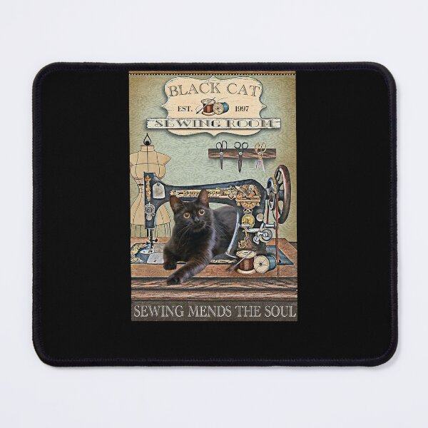 Item preview, Black cat sewing room sewing mends the soul - cat lover designed and sold by SameeraDammeyer.
