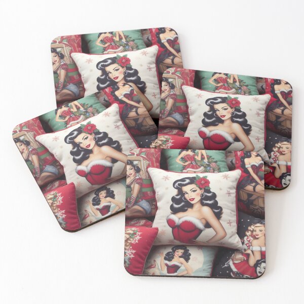 Item preview, Rockabilly Pinup Christmas Pillow Montage 2 designed and sold by fatbanana.
