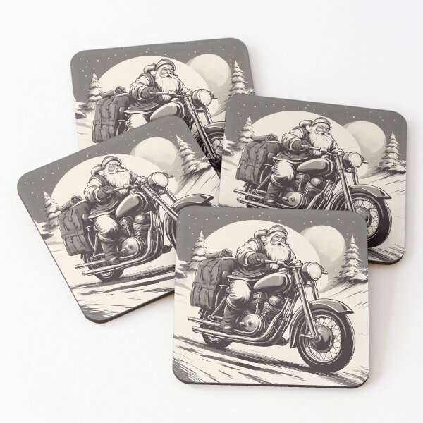Item preview, Monotone Santa Claus biker. Vintage classic motorcycle. designed and sold by VieBelieve.