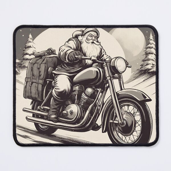 Item preview, Monotone Santa Claus biker. Vintage classic motorcycle. designed and sold by VieBelieve.