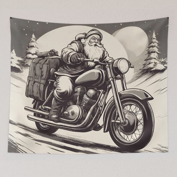 Item preview, Monotone Santa Claus biker. Vintage classic motorcycle. designed and sold by VieBelieve.