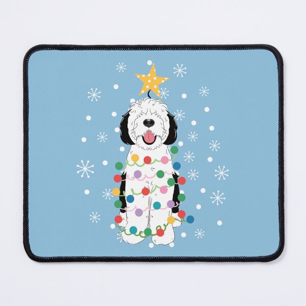 Item preview, Black White Sheepadoodle Christmas Tree 2 designed and sold by Lulupainting.