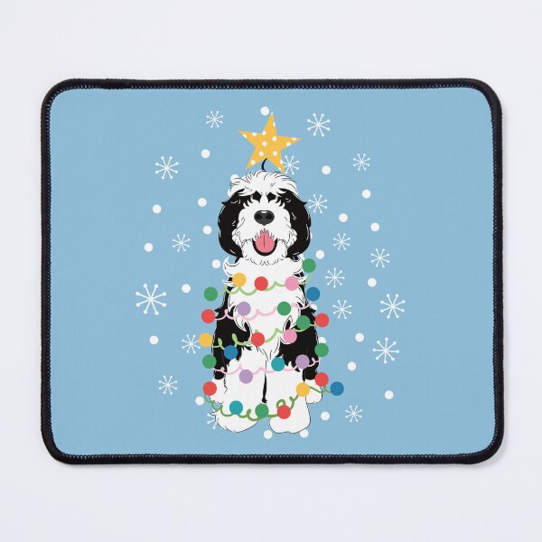 Item preview, Black White Sheepadoodle Christmas Tree 1 designed and sold by Lulupainting.