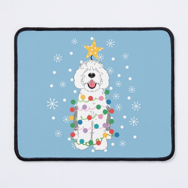 Item preview, Gray Grey White Sheepadoodle Christmas Tree 1 designed and sold by Lulupainting.