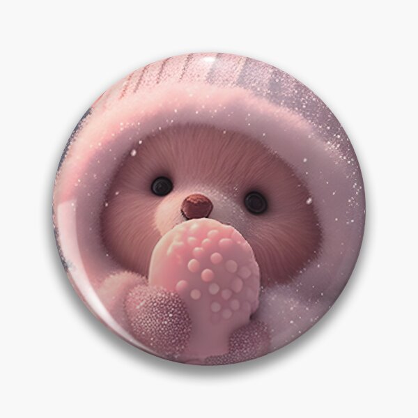 Item preview, Fluffy teddy bear eating candy in the snow designed and sold by Dreamsinpastel.