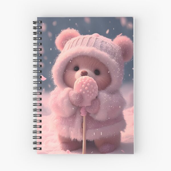Item preview, Fluffy teddy bear eating candy in the snow designed and sold by Dreamsinpastel.