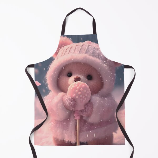Item preview, Fluffy teddy bear eating candy in the snow designed and sold by Dreamsinpastel.