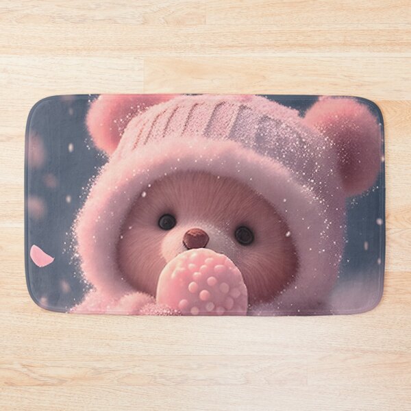 Item preview, Fluffy teddy bear eating candy in the snow designed and sold by Dreamsinpastel.