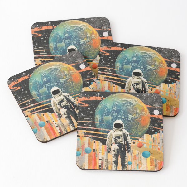 Item preview, Mixed Media Collage Astronaut in Space Colorful and Surreal Art Print designed and sold by GulDesignCo.